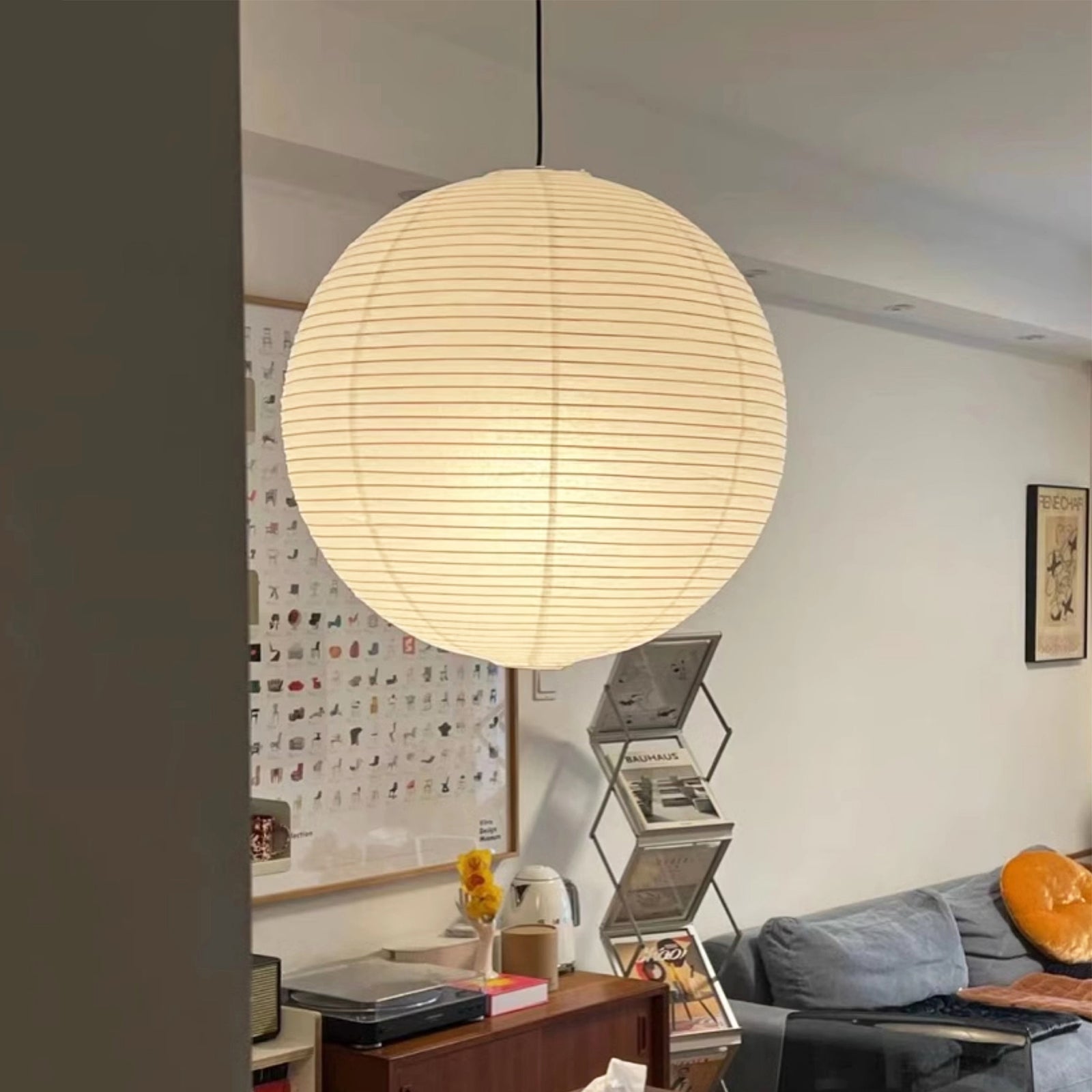 Braylune - Lampada a sospensione da soffitto in carta washi e bambù