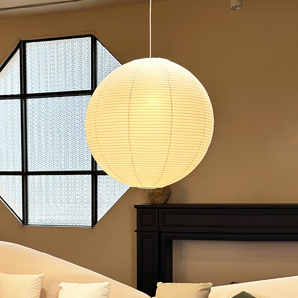 Braylune - Lampada a sospensione da soffitto in carta washi e bambù