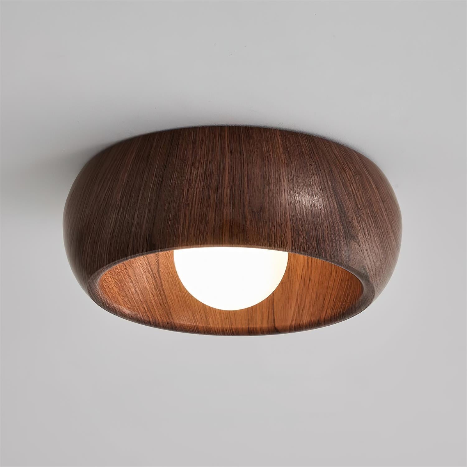 Round Wood Flush Mount Minimalist LED Ceiling Light - Image 2