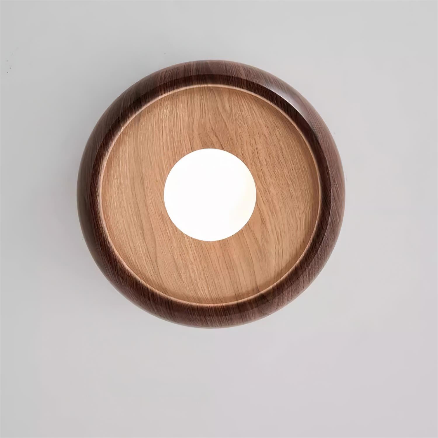 Round Wood Flush Mount Minimalist LED Ceiling Light - Image 10