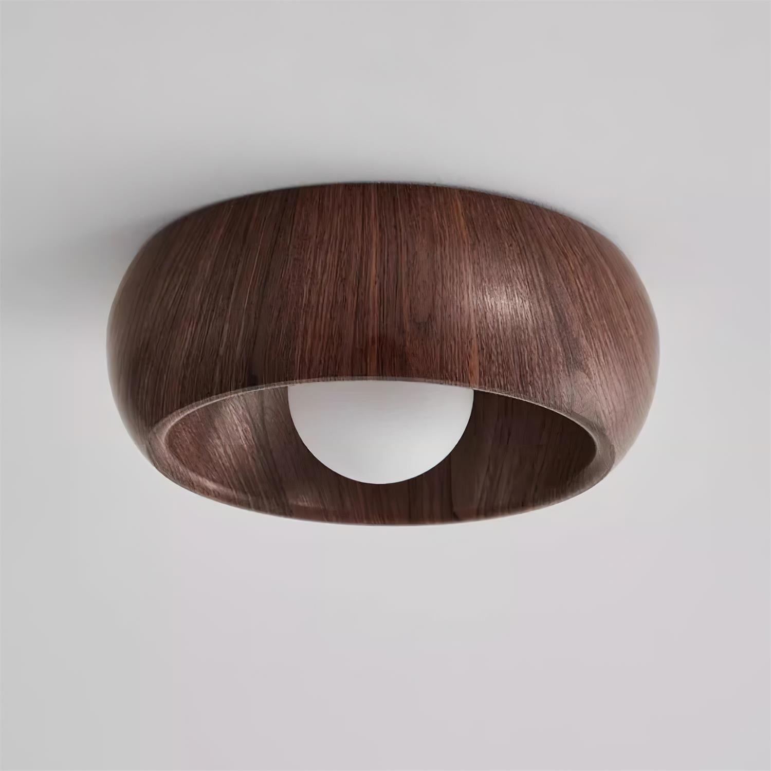 Round Wood Flush Mount Minimalist LED Ceiling Light - Image 9