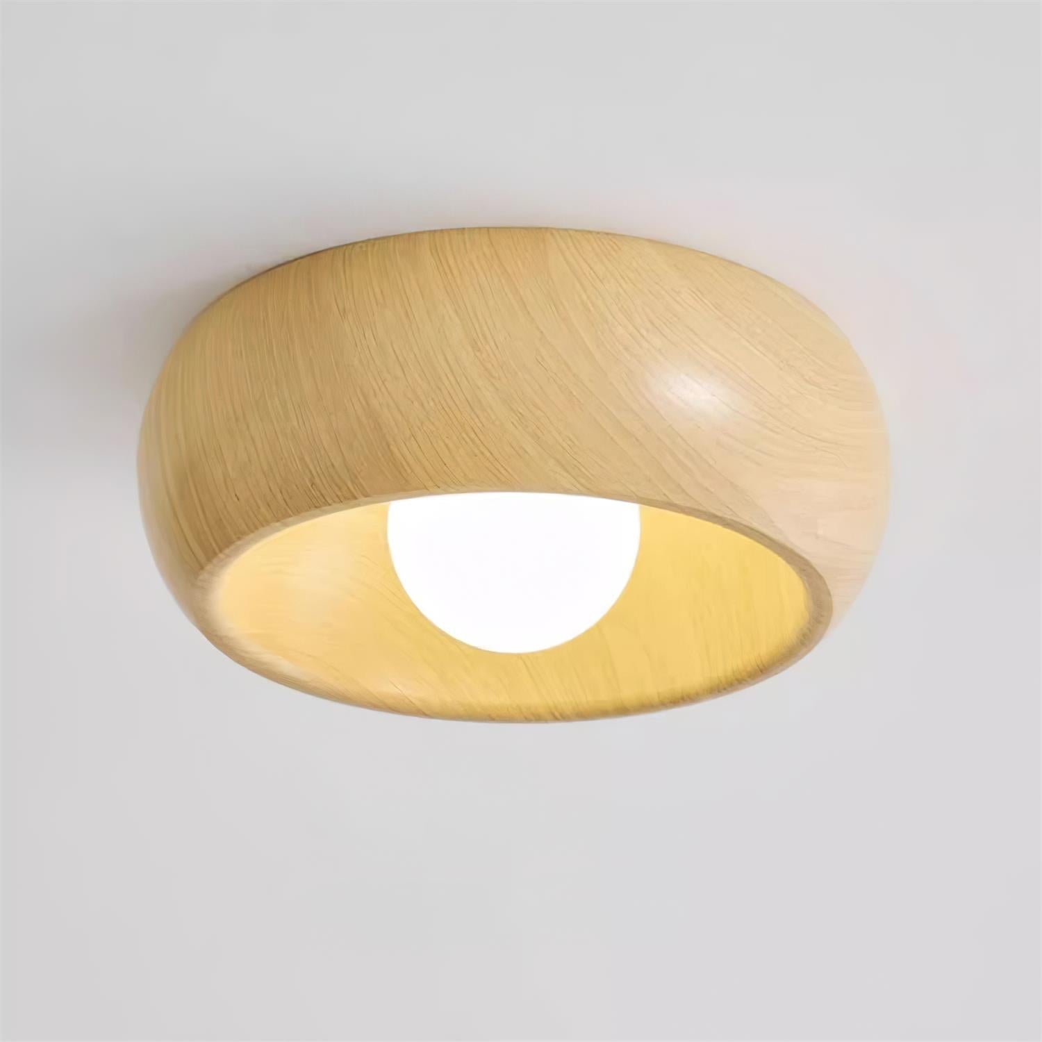Round Wood Flush Mount Minimalist LED Ceiling Light - Image 8