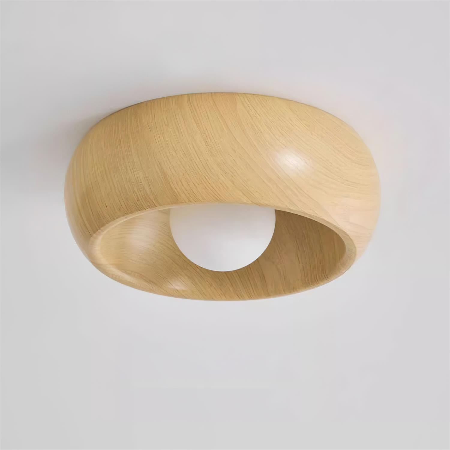 Round Wood Flush Mount Minimalist LED Ceiling Light - Image 7