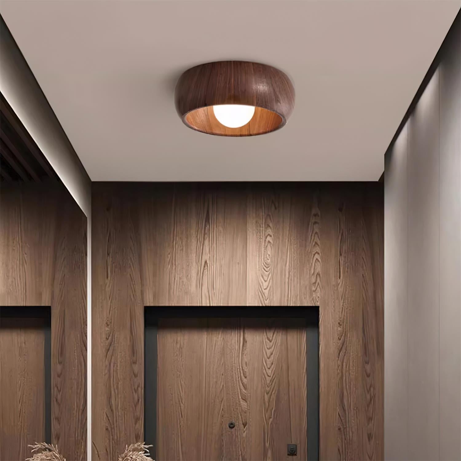 Round Wood Flush Mount Minimalist LED Ceiling Light - Image 6