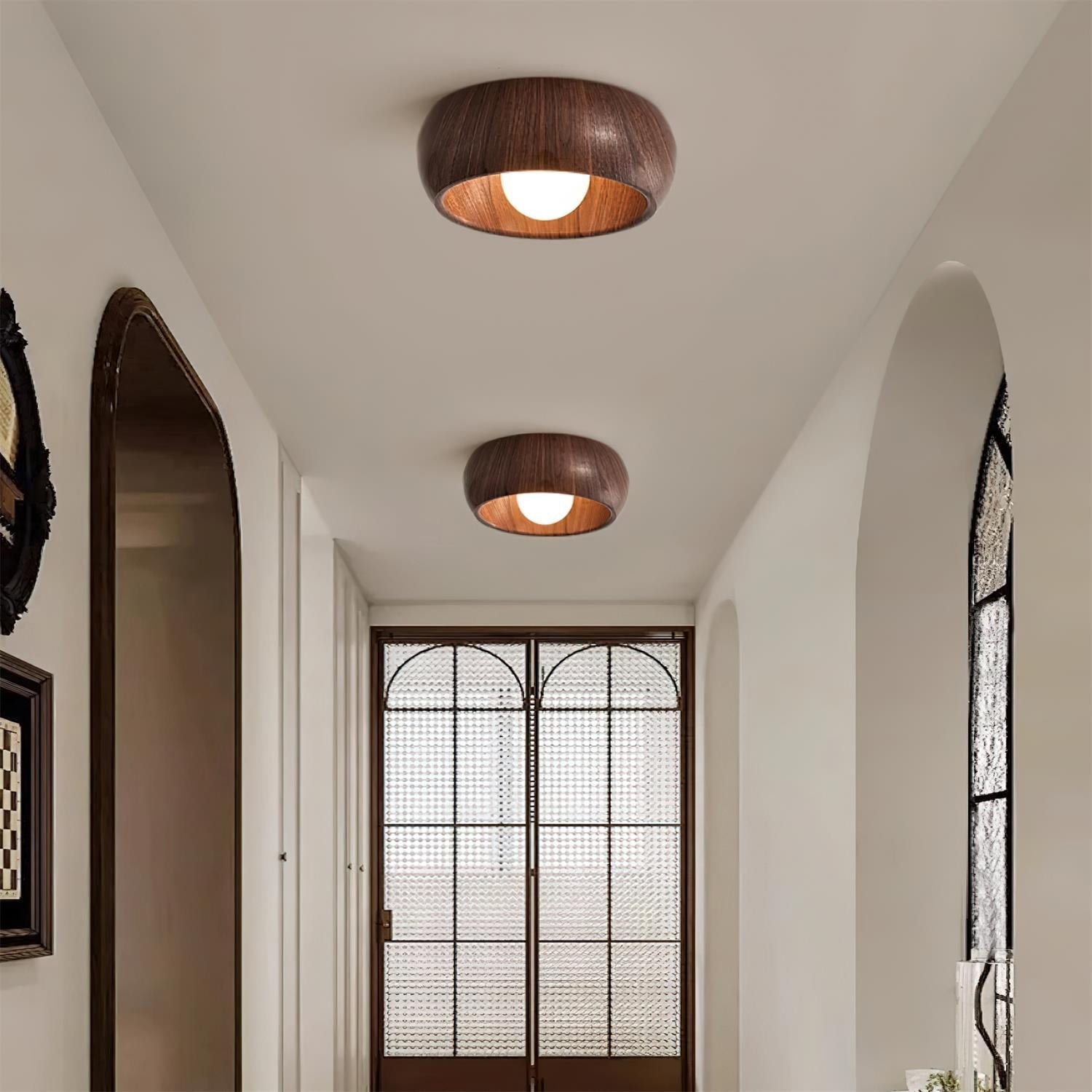 Round Wood Flush Mount Minimalist LED Ceiling Light - Image 4