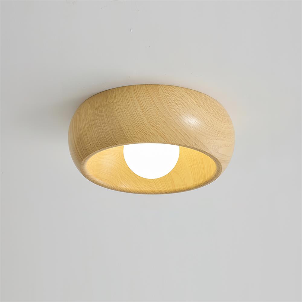 Round Wood Flush Mount Minimalist LED Ceiling Light - Image 16