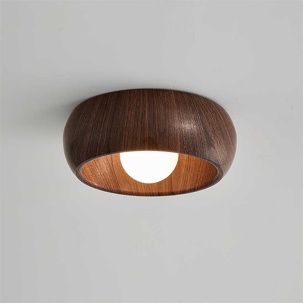Round Wood Flush Mount Minimalist LED Ceiling Light - Image 15