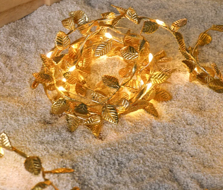 Liorow – Guirlande lumineuse LED feuilles dorées