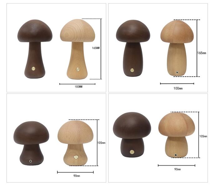 Mykora - Lampe de table champignon en bois tactile