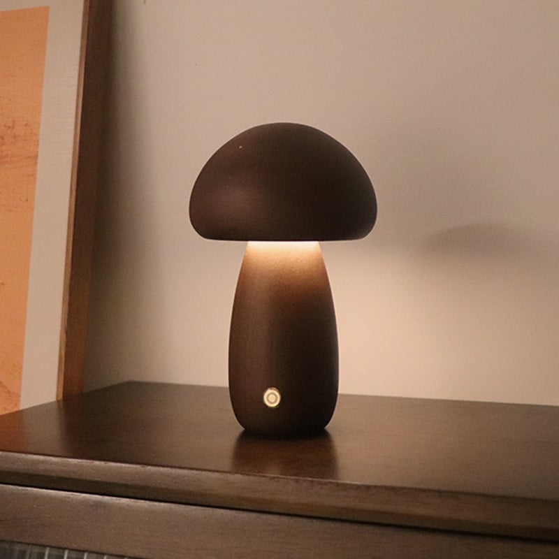 Mykora - Lampe de table champignon en bois tactile