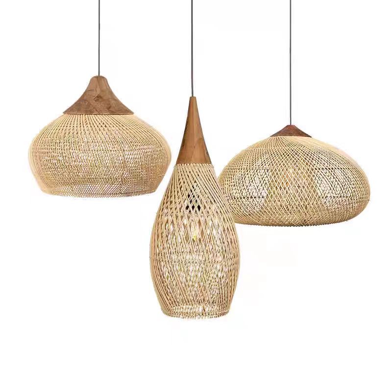 Solari - Lampada a Sospensione in Rattan in Stile Japandi Boho