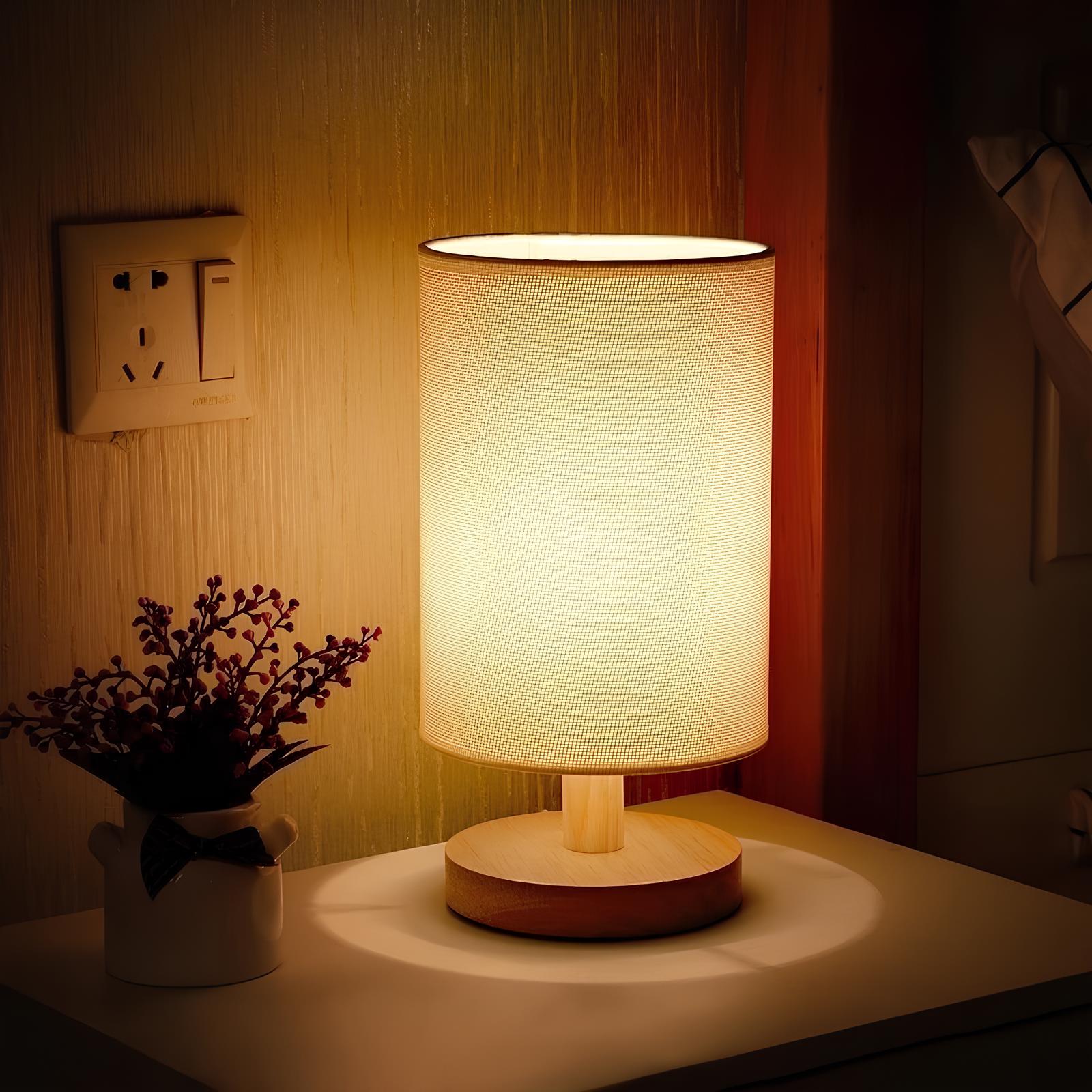 Aivaro - Lampada in legno organico e lino con telecomando