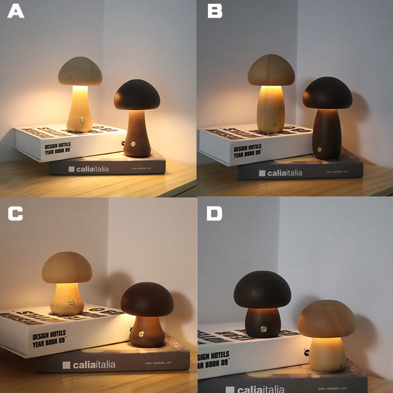 Mykora - Lampe de table champignon en bois tactile