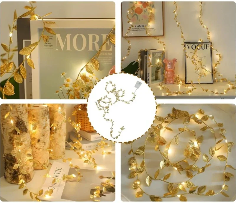 Liorow – Guirlande lumineuse LED feuilles dorées