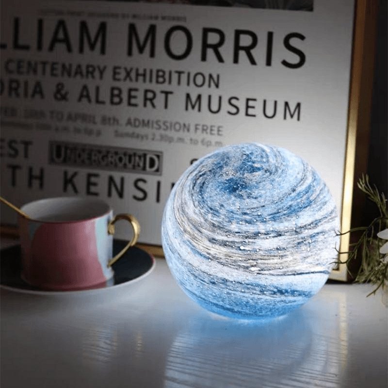 Glass Sphere LED Table Lamp Remote Control Swirl Surface - Image 5