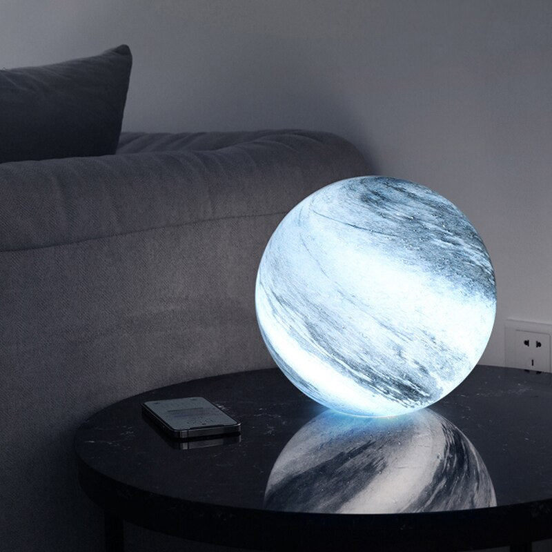 Glass Sphere LED Table Lamp Remote Control Swirl Surface - Image 4