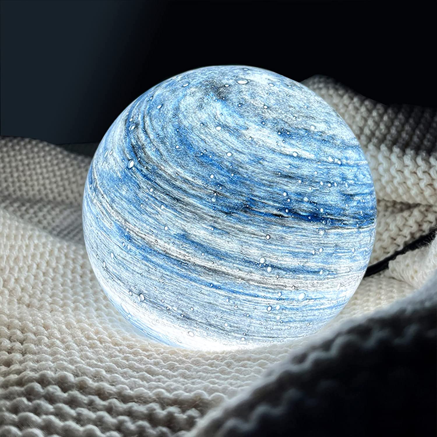 Glass Sphere LED Table Lamp Remote Control Swirl Surface - Image 6