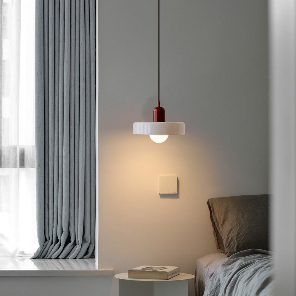 Brieno - Lampada a sospensione in vetro con stelo verticale