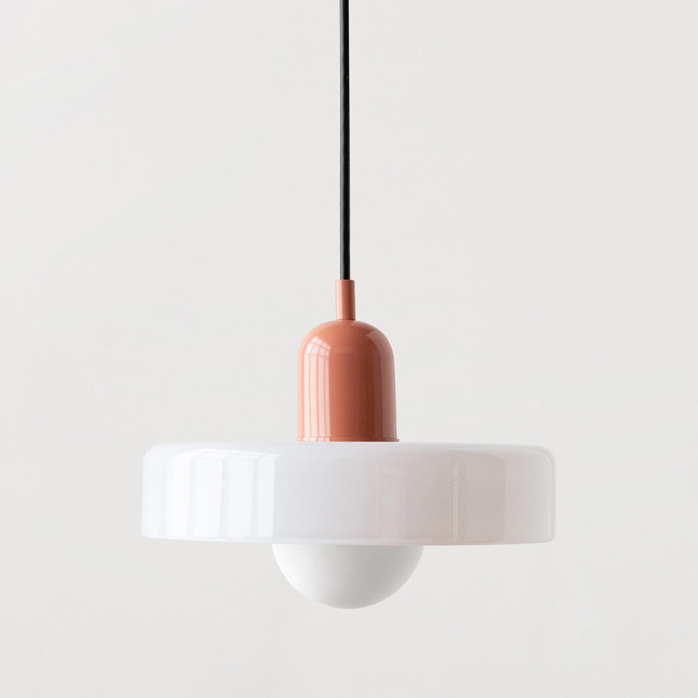 Brieno - Lampada a sospensione in vetro con stelo verticale