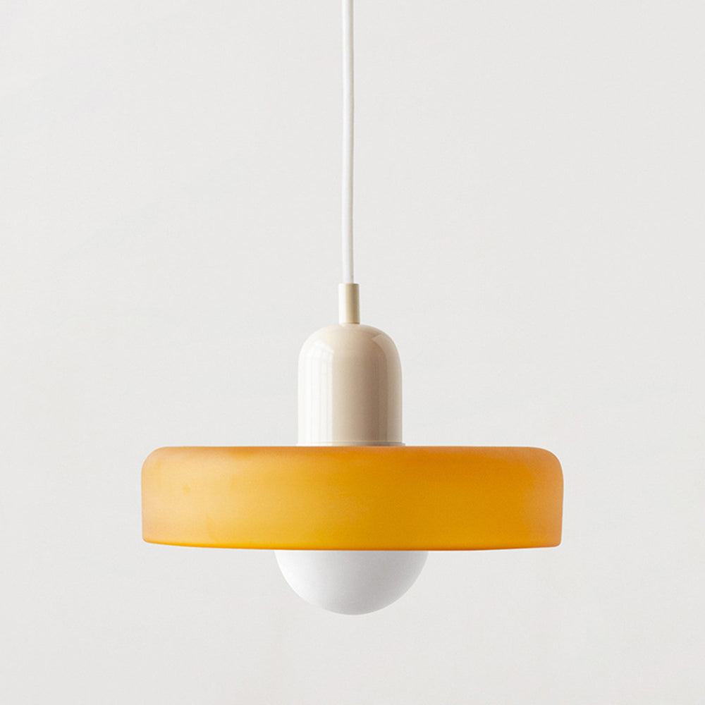 Brieno - Lampada a sospensione in vetro con stelo verticale