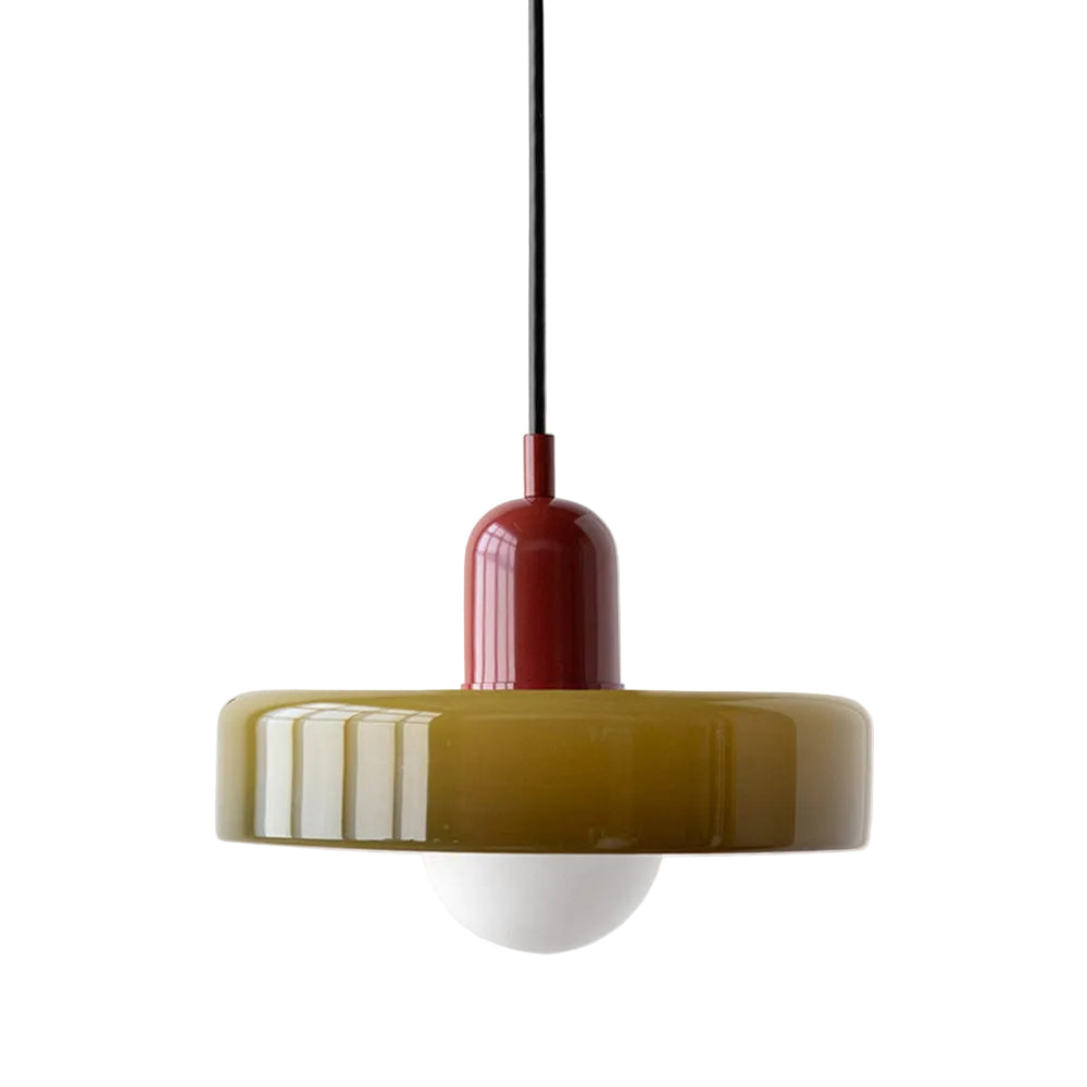 Brieno - Lampada a sospensione in vetro con stelo verticale