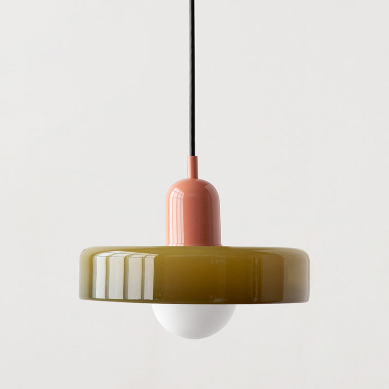 Brieno - Lampada a sospensione in vetro con stelo verticale