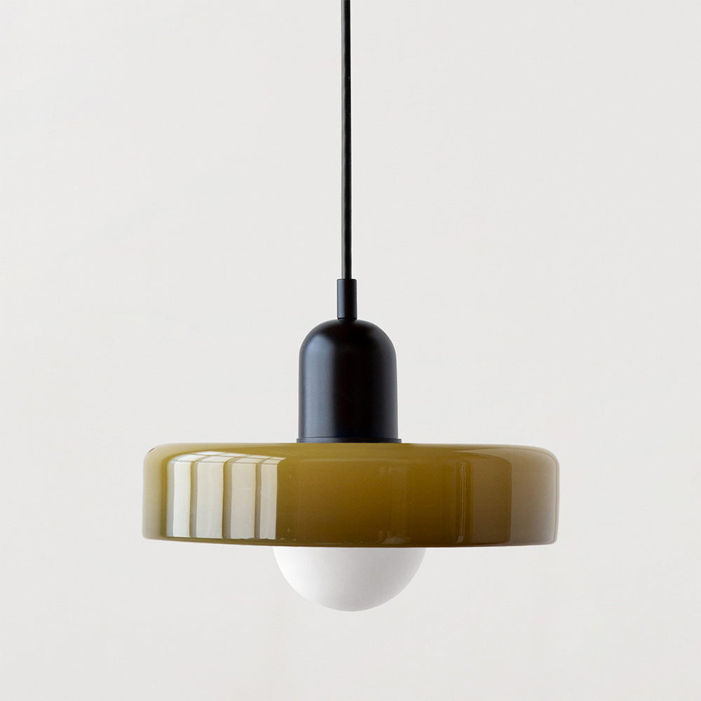 Brieno - Lampada a sospensione in vetro con stelo verticale