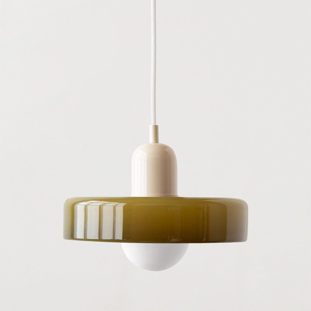 Brieno - Lampada a sospensione in vetro con stelo verticale