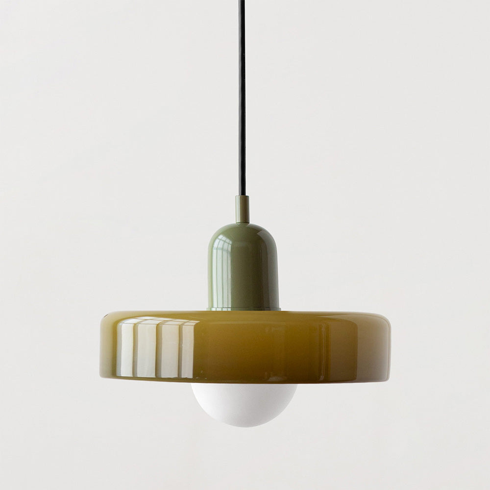 Brieno - Lampada a sospensione in vetro con stelo verticale