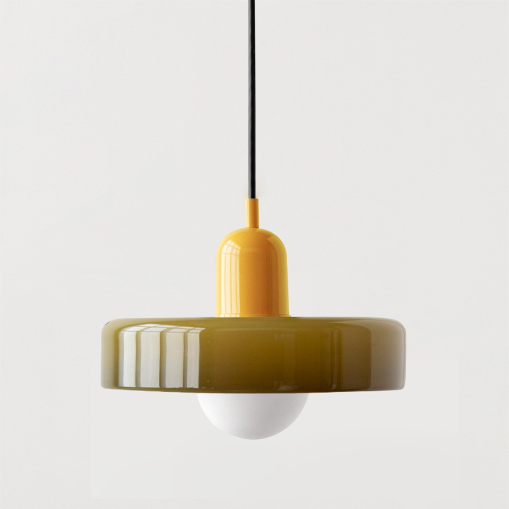 Brieno - Lampada a sospensione in vetro con stelo verticale