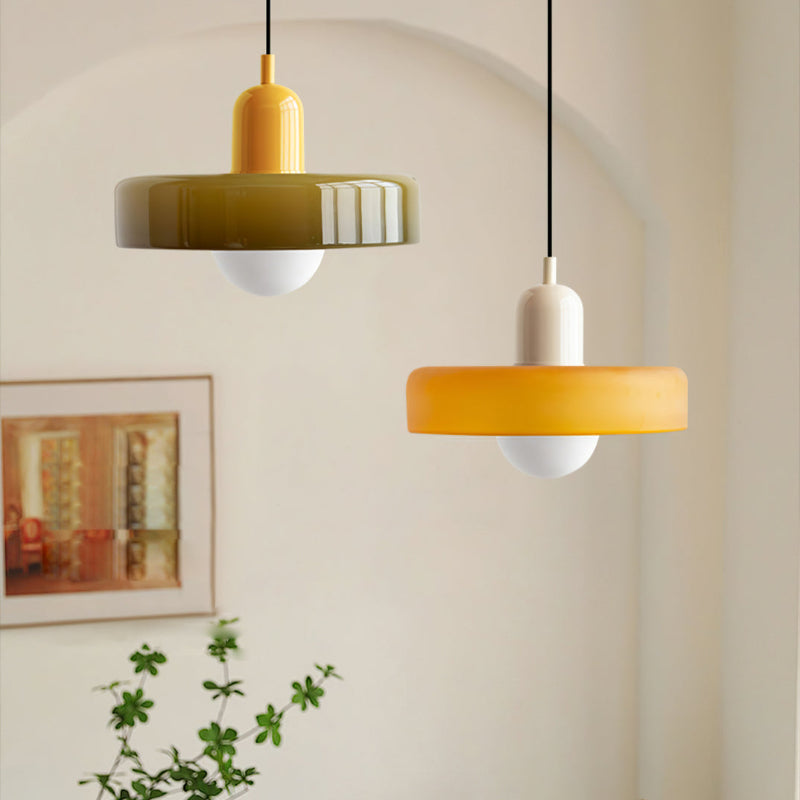 Brieno - Lampada a sospensione in vetro con stelo verticale