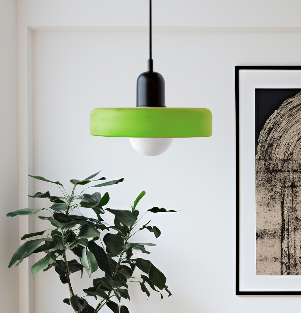 Brieno - Lampada a sospensione in vetro con stelo verticale