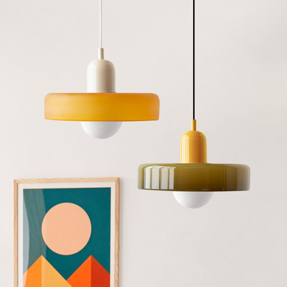 Brieno - Lampada a sospensione in vetro con stelo verticale