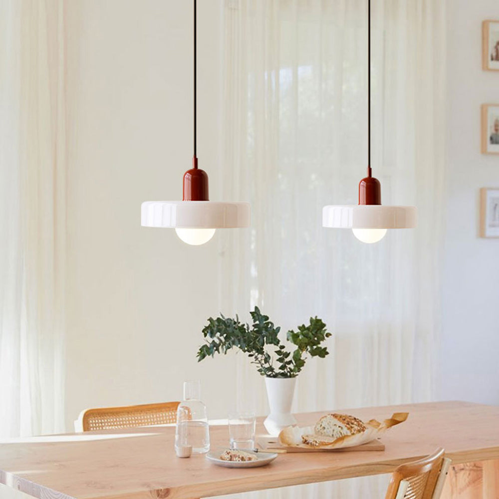 Brieno - Lampada a sospensione in vetro con stelo verticale