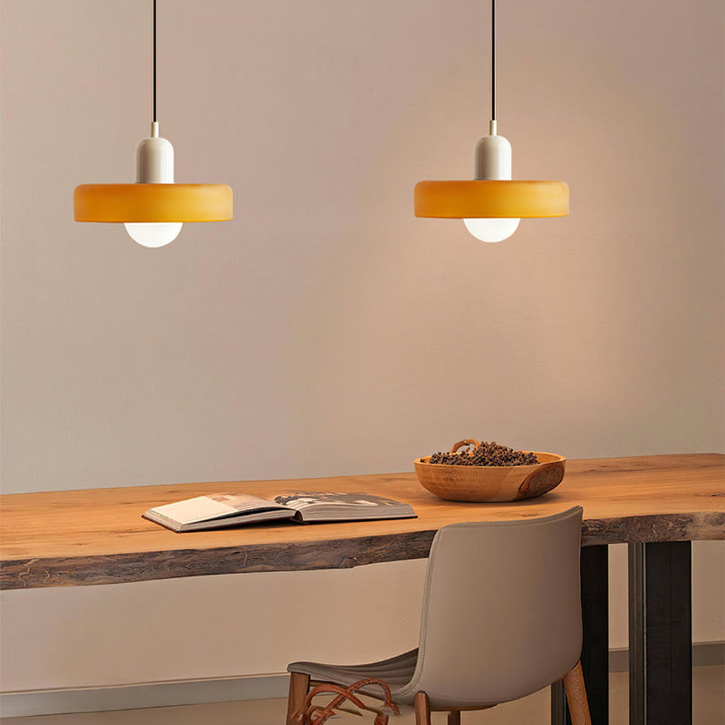 Brieno - Lampada a sospensione in vetro con stelo verticale