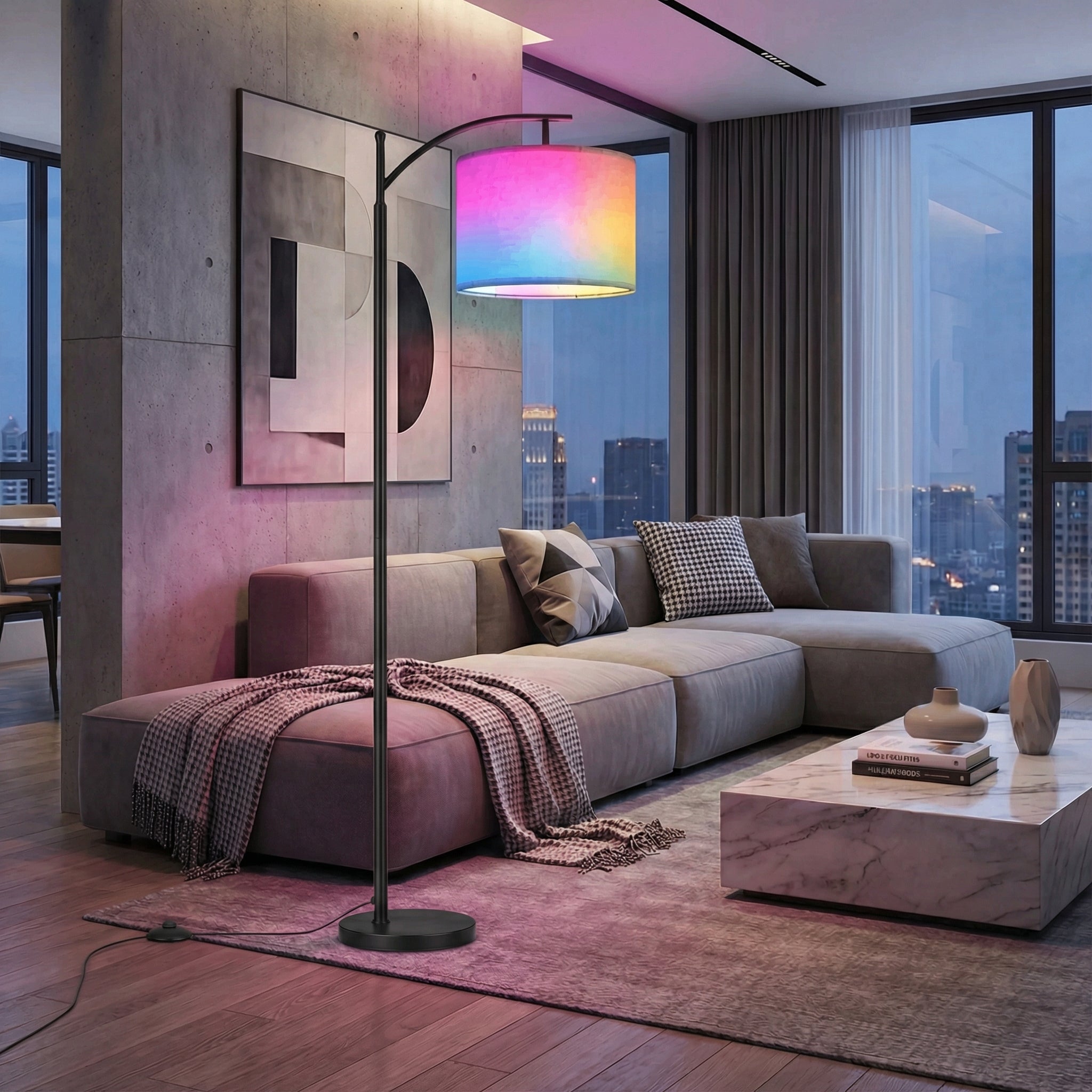 Auralis - Lampada da terra LED smart Bluetooth con luce ambientale dimmerabile