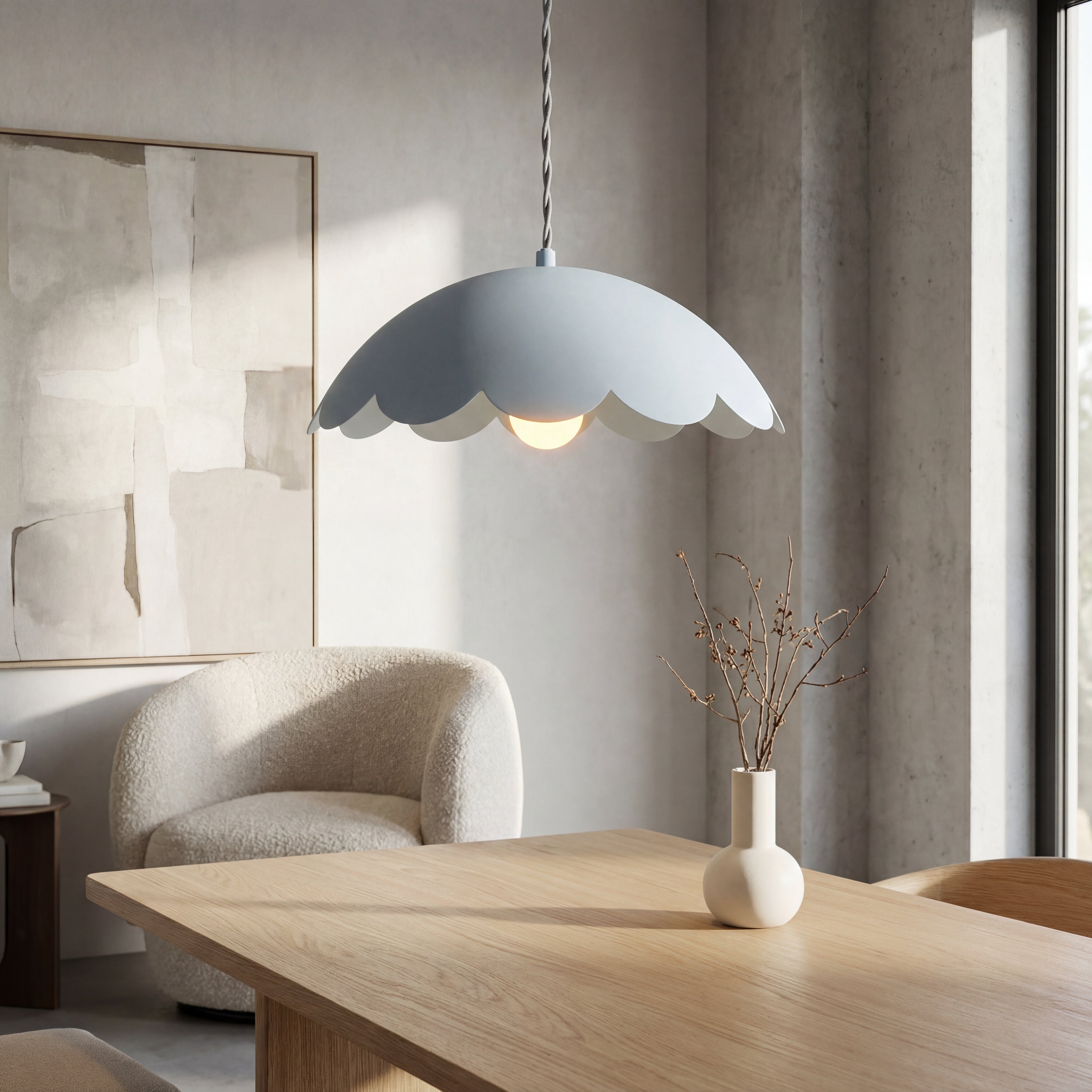 Celestian - Lampada a sospensione da soffitto floreale azzurro polvere vintage pastello