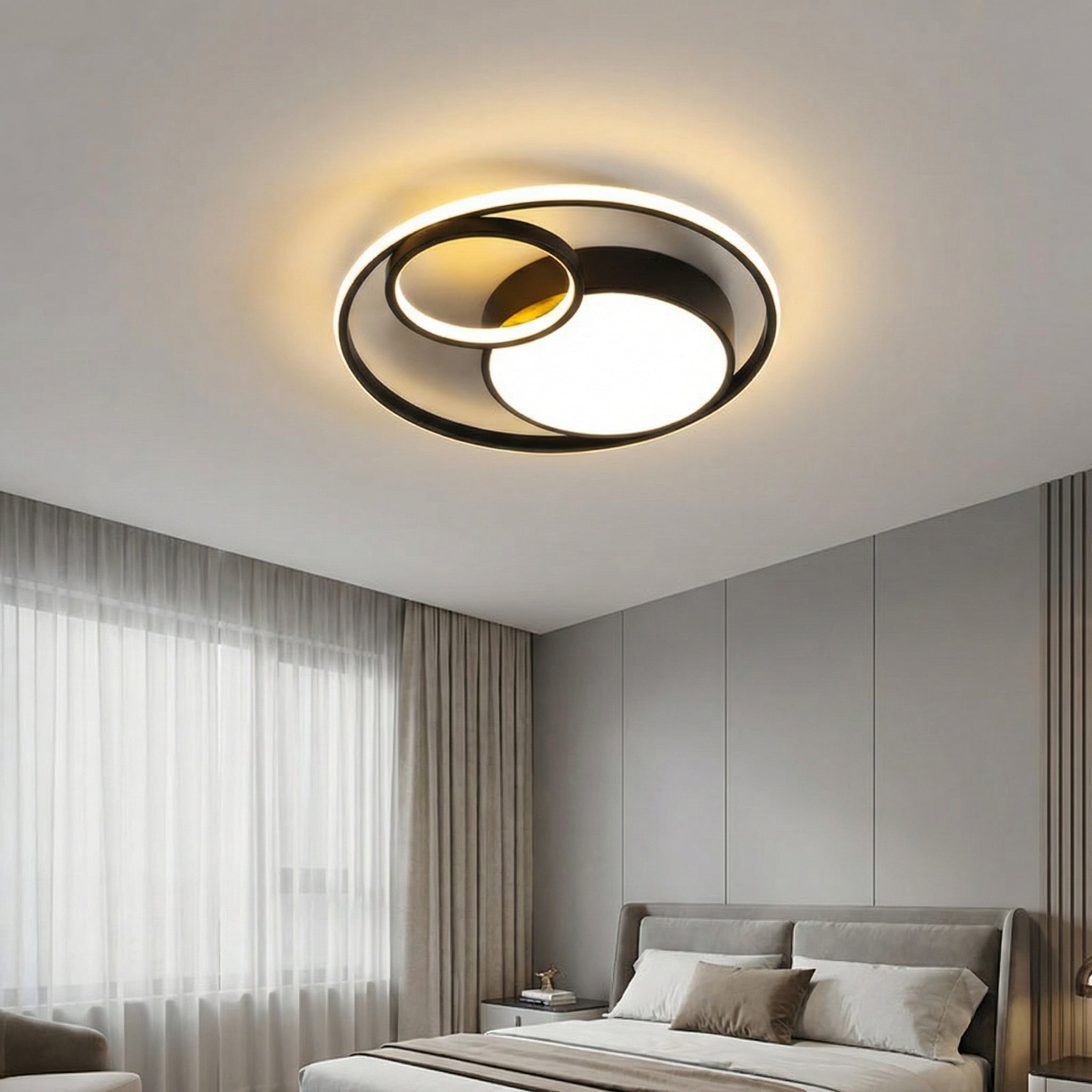 Gourvian – Plafonnier LED noir en forme de gourde