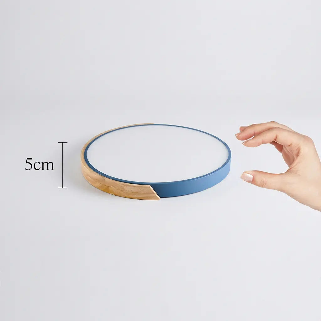 Scandinavian Round Wood LED Flush Mount Lamp - Image 14