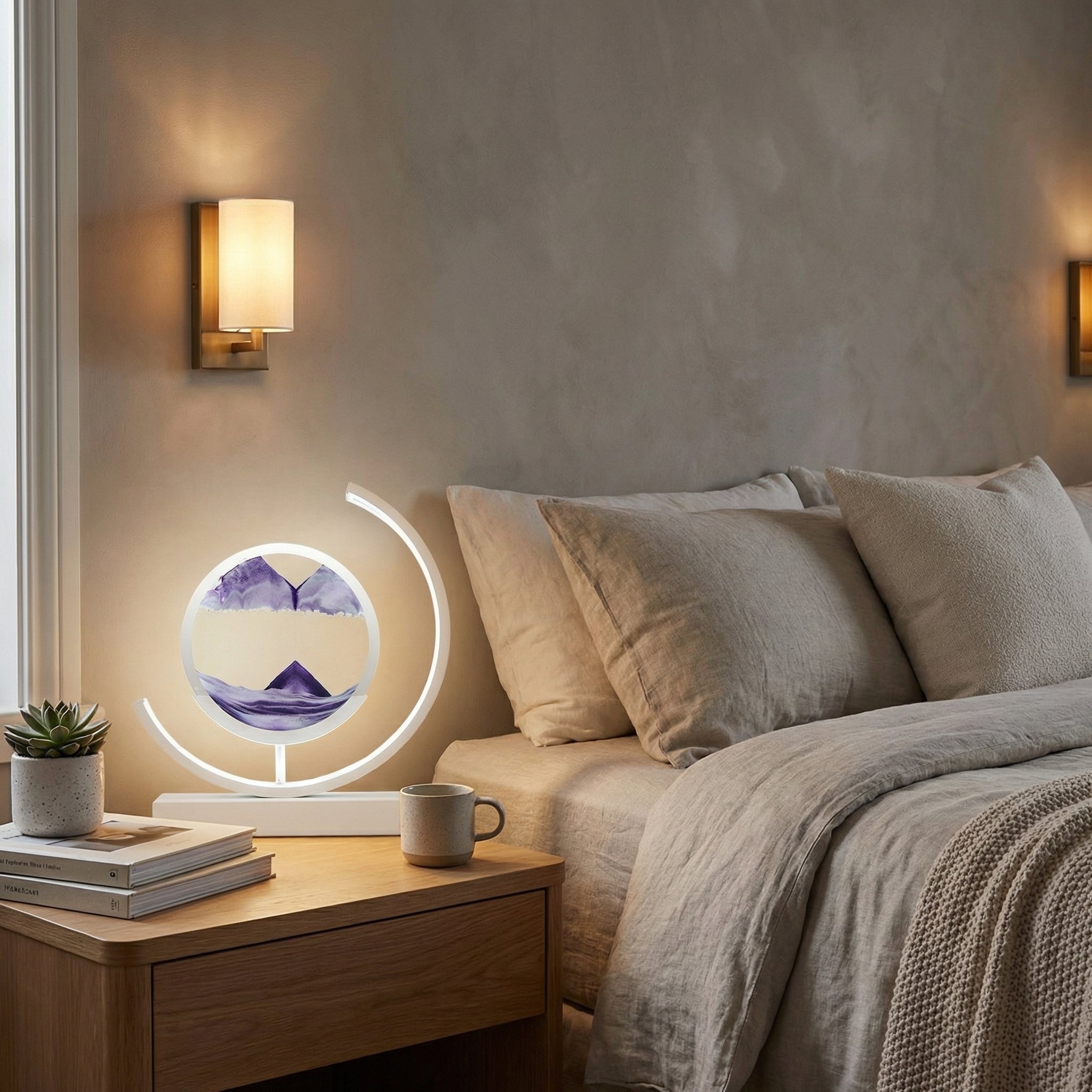 Virelith - Lampada da tavolo artistica 3D con sabbia mobile  