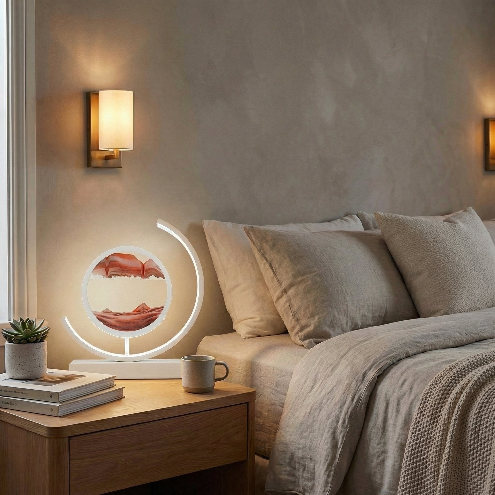 Virelith - Lampada da tavolo artistica 3D con sabbia mobile  