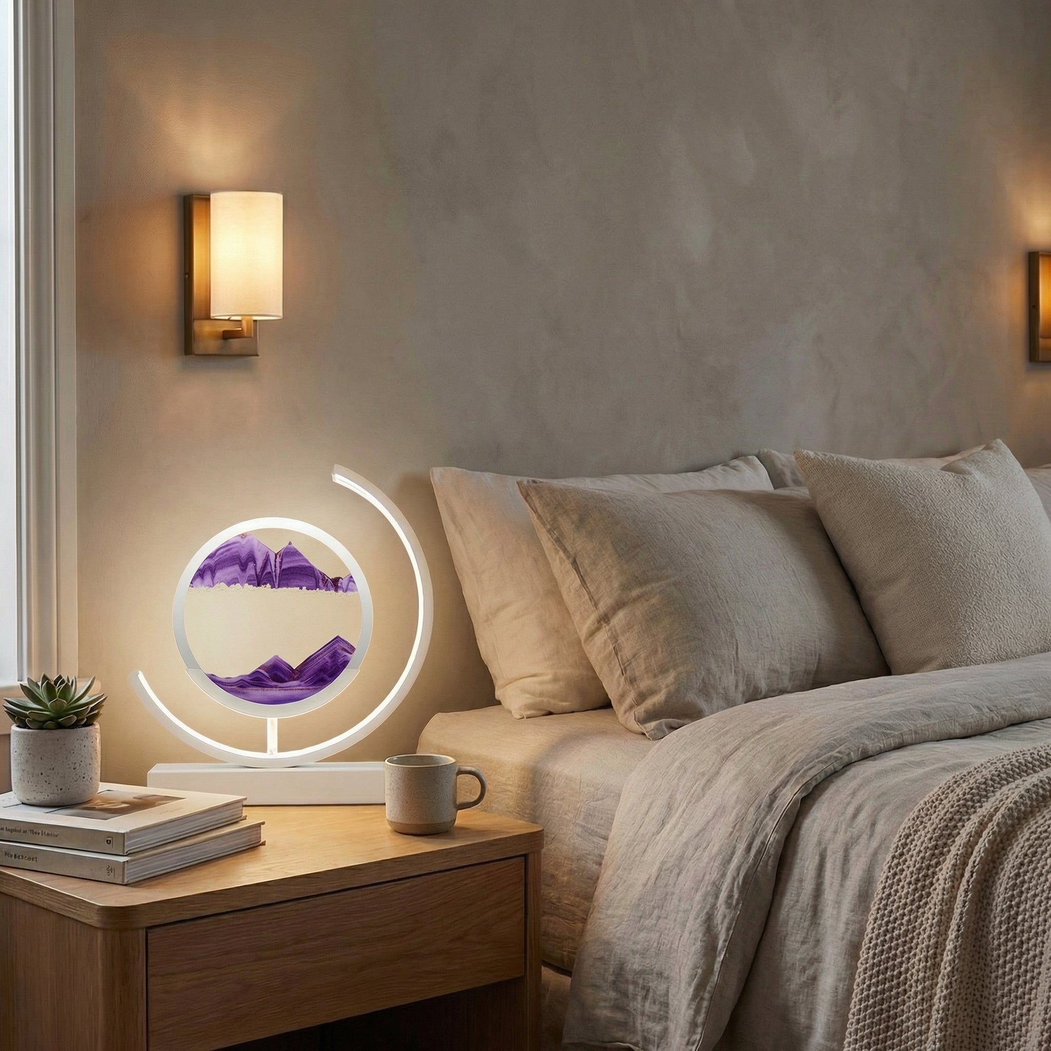Virelith - Lampada da tavolo artistica 3D con sabbia mobile  