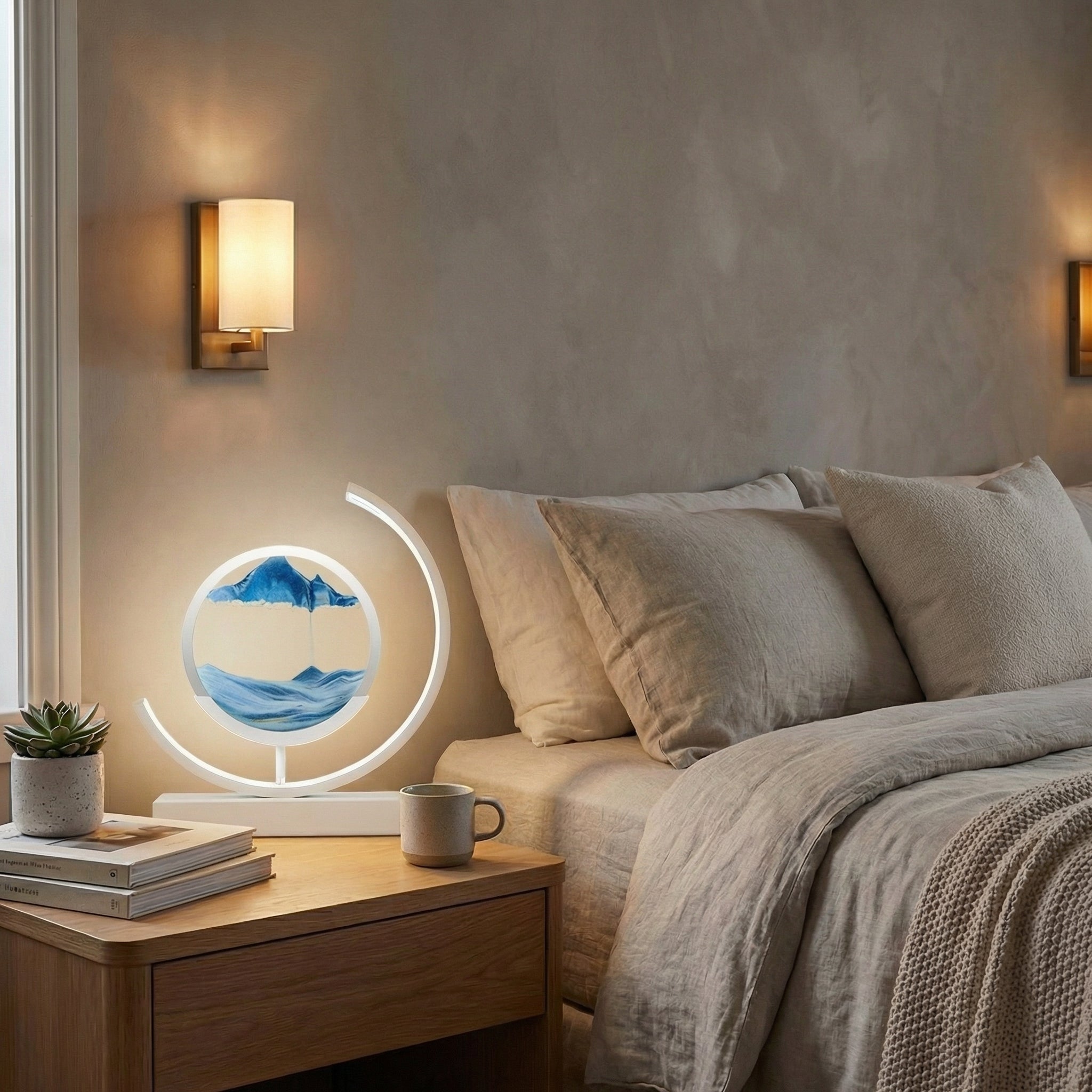 Virelith - Lampada da tavolo artistica 3D con sabbia mobile  