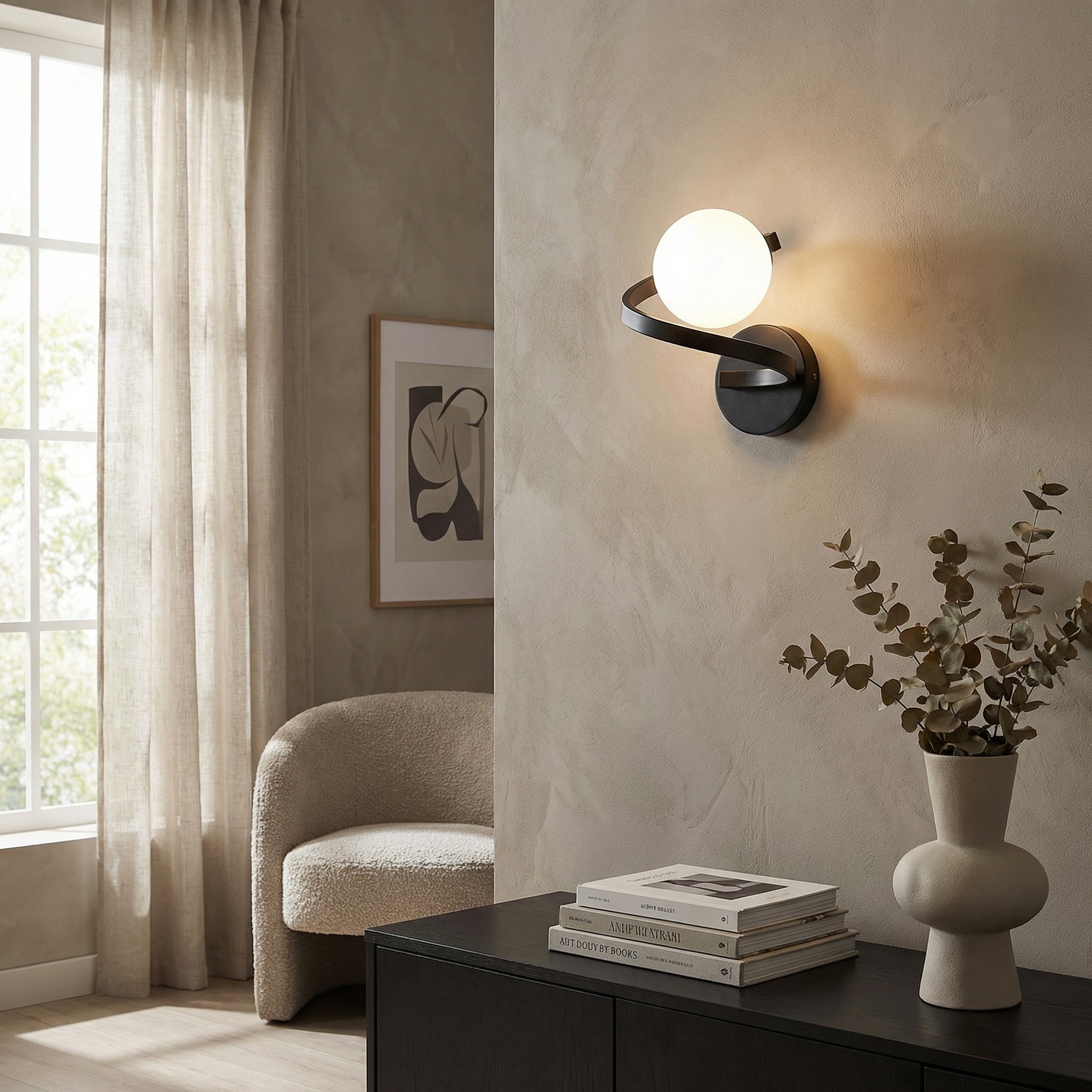 Spiravon – Applique murale en verre noir en spirale