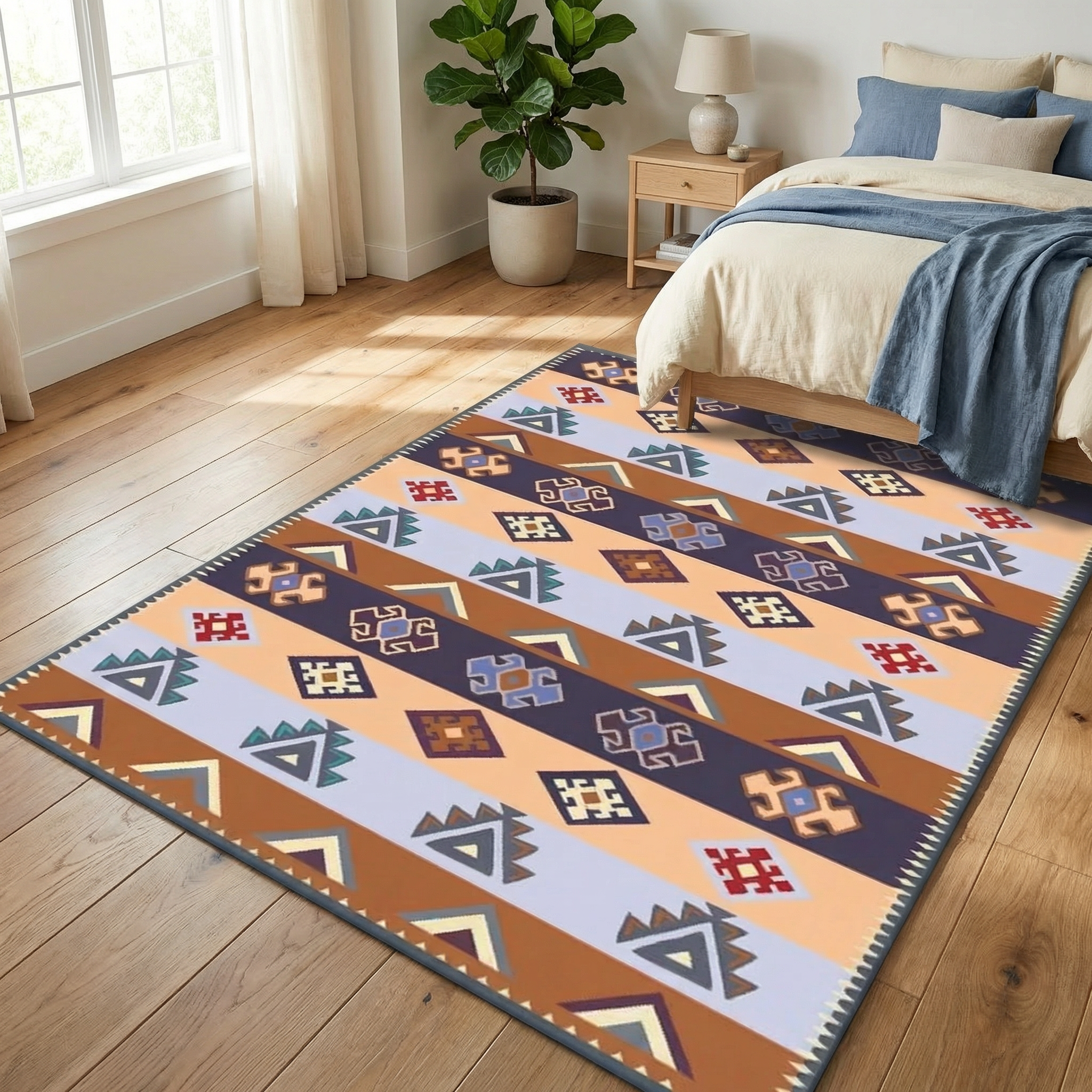 Veloria - Tapis antidérapant rétro bohème
