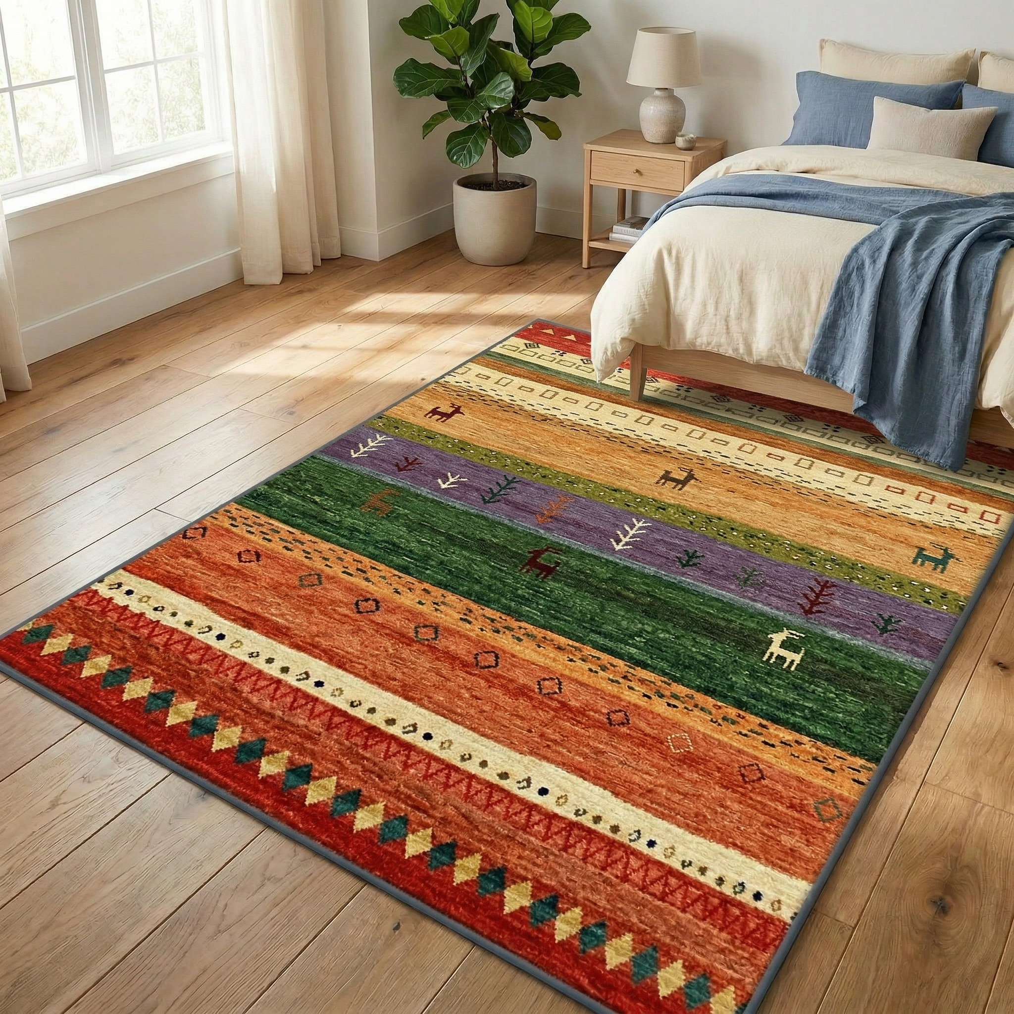 Zebiro - Tapis ethnique bohème pour chambre et salon