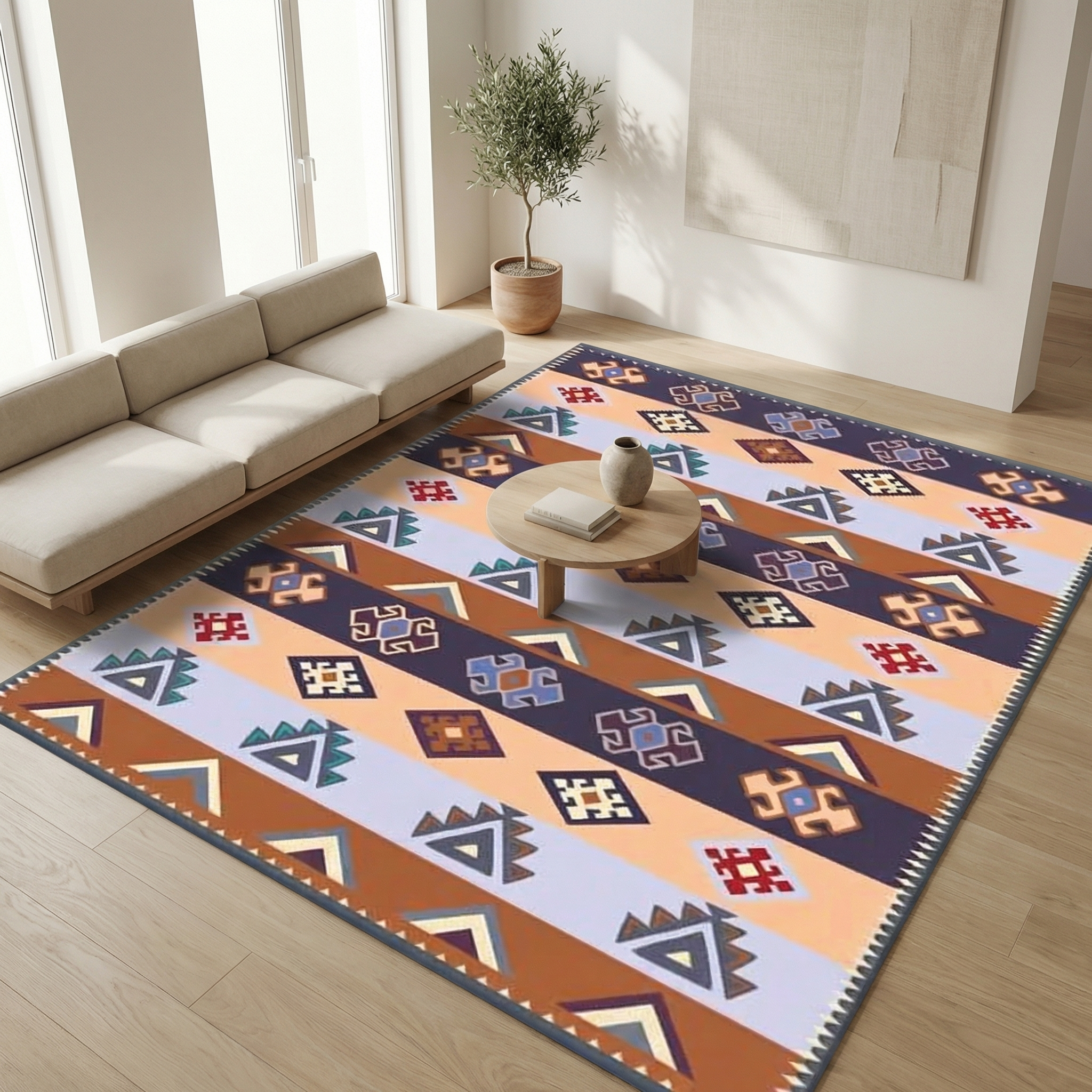 Veloria - Tapis antidérapant rétro bohème