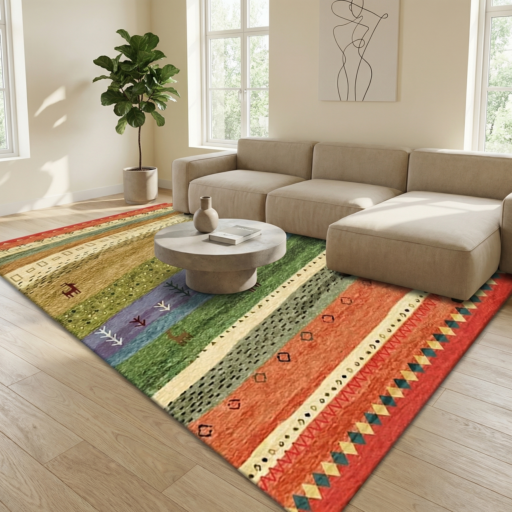 Zebiro - Tapis ethnique bohème pour chambre et salon