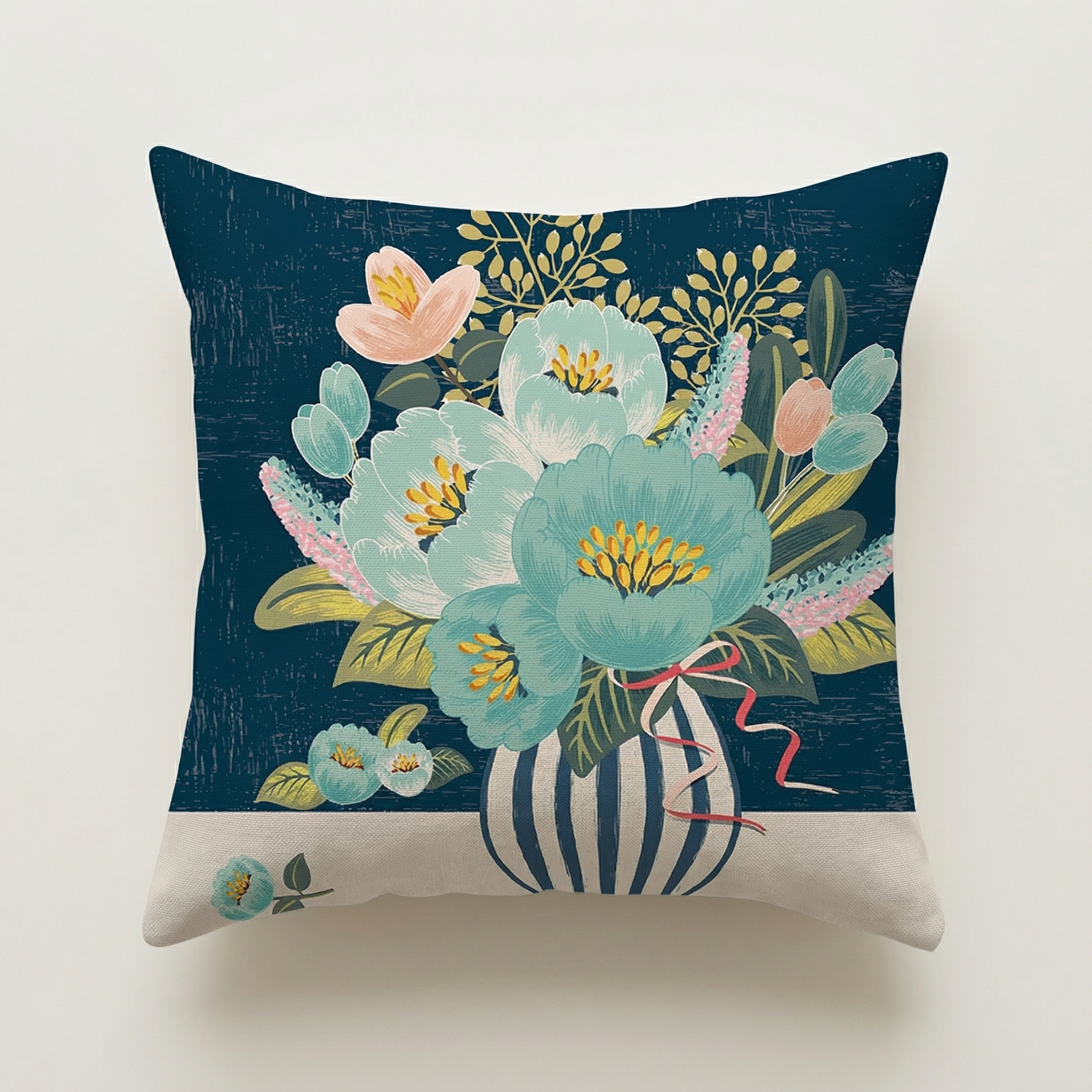 Brien - Housse de coussin artistique motif vase floral