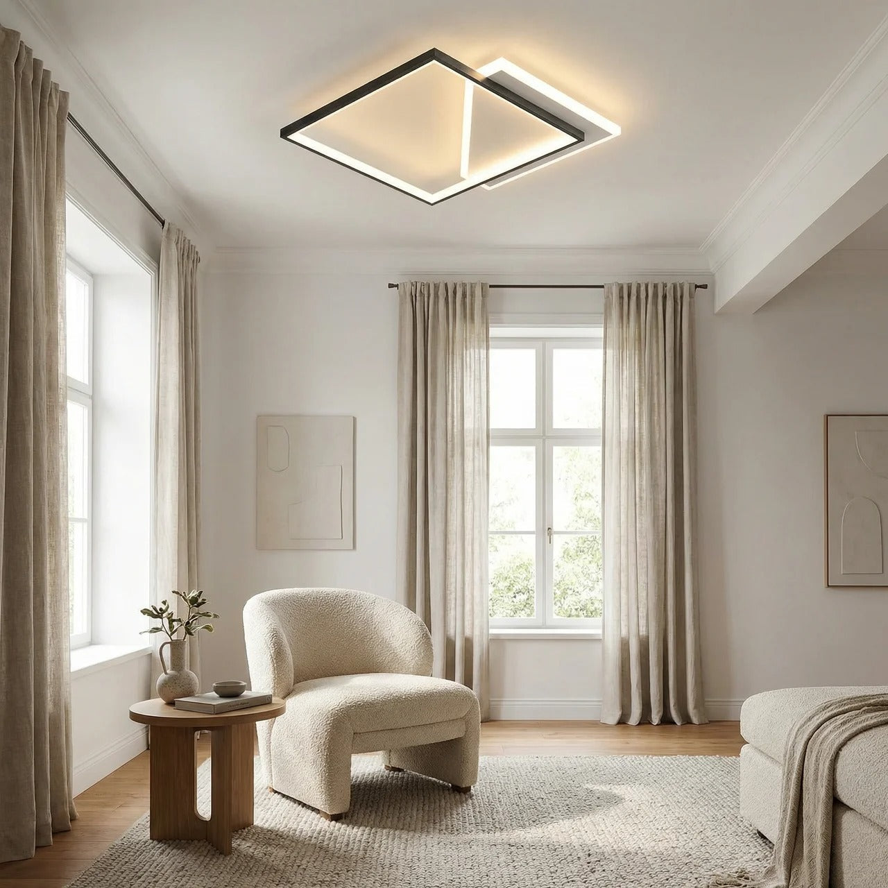 Noctyra – Plafonnier LED carré double 50 cm